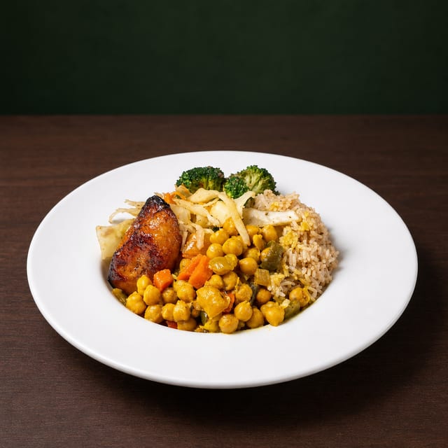 COCONUT CURRY CHICKPEAS BOWL.