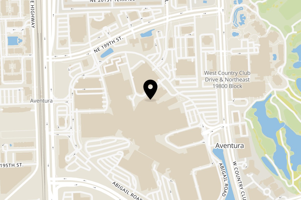 Map showing the location of Jrk! Aventura on 19565 Biscayne Blvd in Aventura